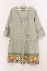 画像1: PINK HOUSE / くまプリントチュニック  グリーン O-26-05-02-076-LO-TO-IG-OS (1)