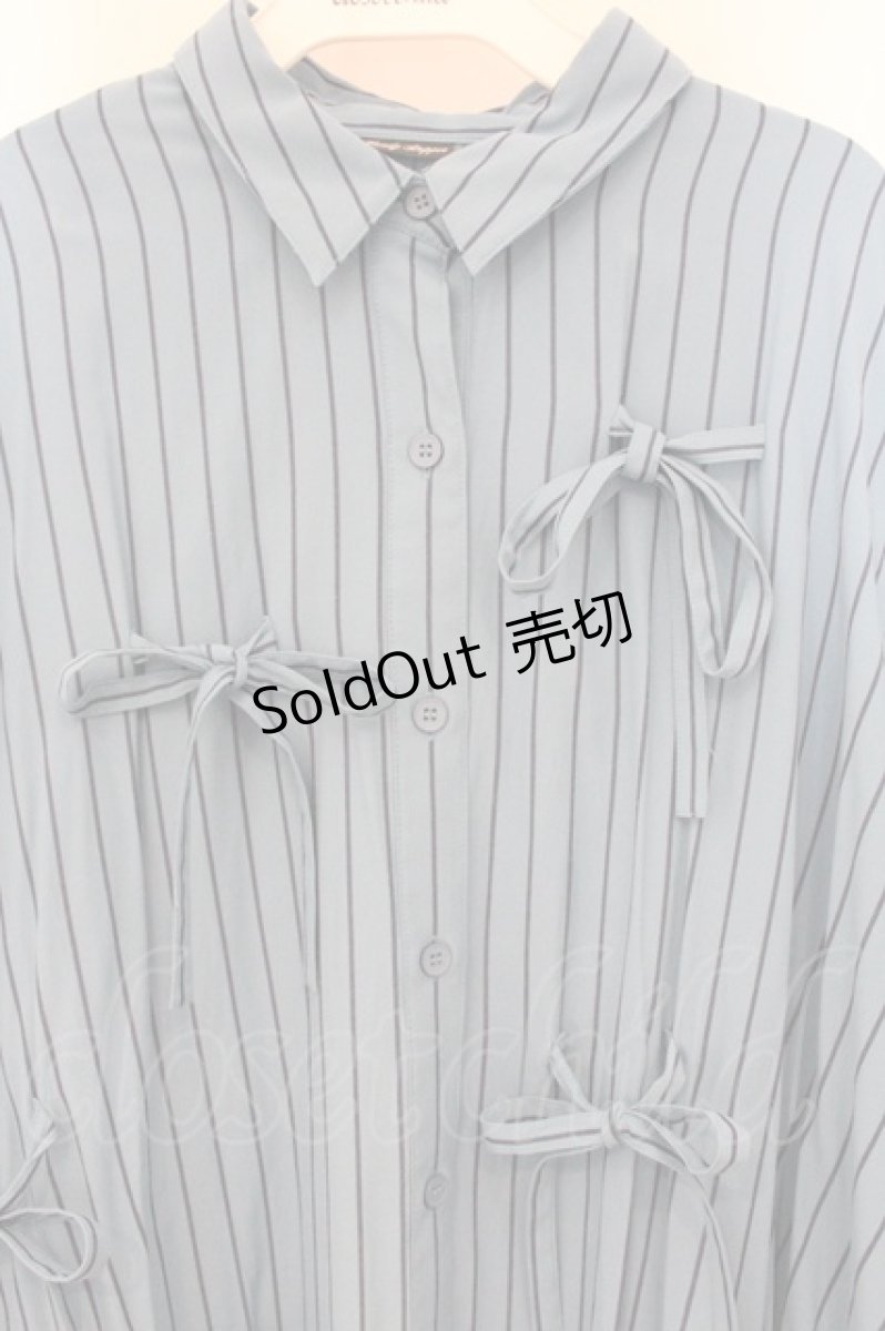 画像2: Candy Stripper / WITH RIBBON SHIRTワンピース 2 ブルー O-26-05-02-023-PU-OP-IG-ZI (2)