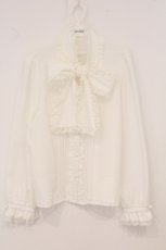 画像1: DearMyLove / レースフリルたっぷり上品ボウタイリボンブラウス L シロ O-26-05-04-038-GO-BL-OW-OS (1)