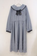 画像1: m petit by misako / リボンチェックワンピース LL サックス O-26-05-04-048-LO-OP-OW-OS (1)