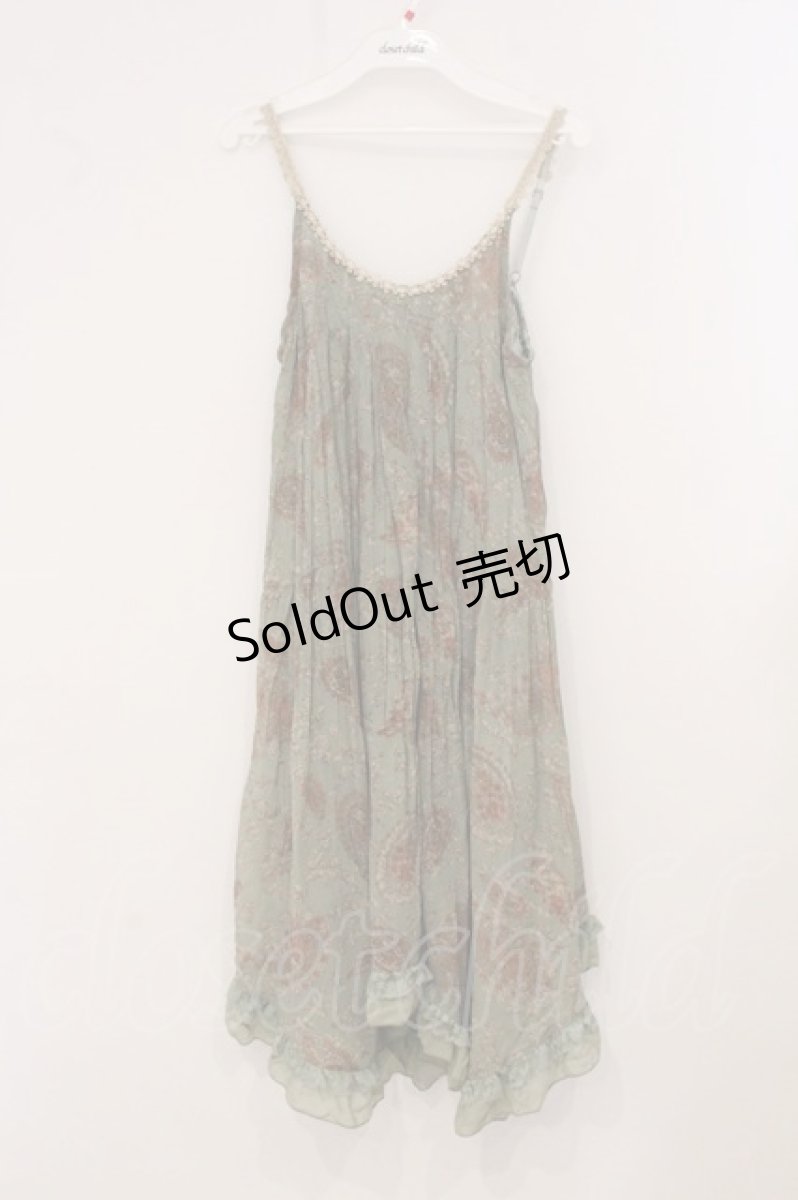 画像1: axes femme / ペイズリーシフォンキャミワンピース  グリーン O-26-05-04-006-AX-OP-IG-OS (1)