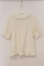 画像4: surfacespell / There's pansies for thoughts すみれ刺繍半袖ブラウス  アイボリー O-26-05-04-057-LO-BL-IG-OS (4)