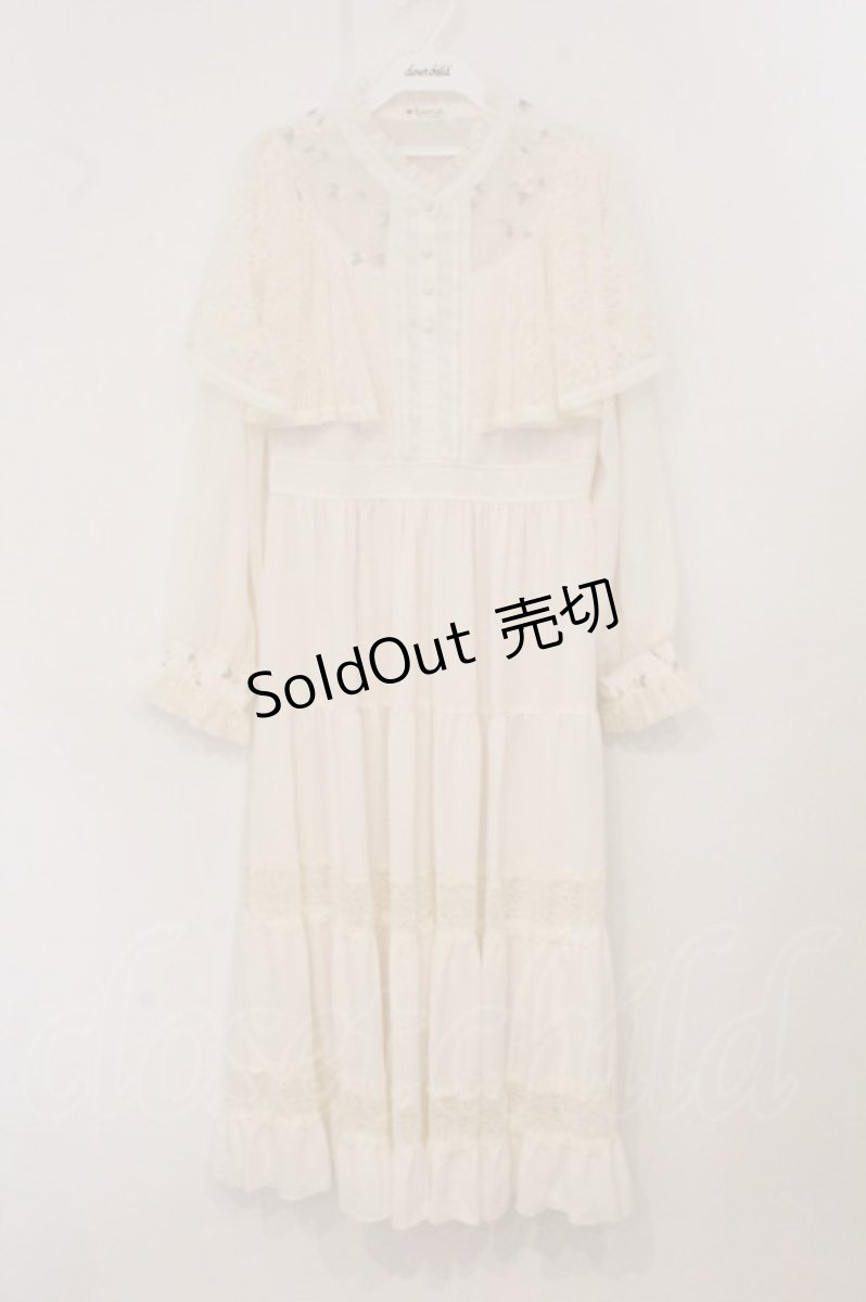 画像1: axes femme / 刺繍チュール使ケープワンピース  アイボリー O-26-05-04-064-AX-OP-IG-OS (1)