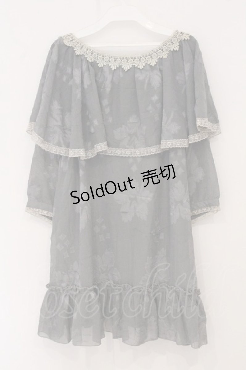 画像3: axes femme / ケープ風フラワーワンピース M グリーン系 O-26-05-04-013-AX-TO-IG-OS (3)
