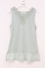 画像1: axes femme / モチーフレースタンクトップ M ミント O-26-05-04-002-AX-TO-IG-OS (1)