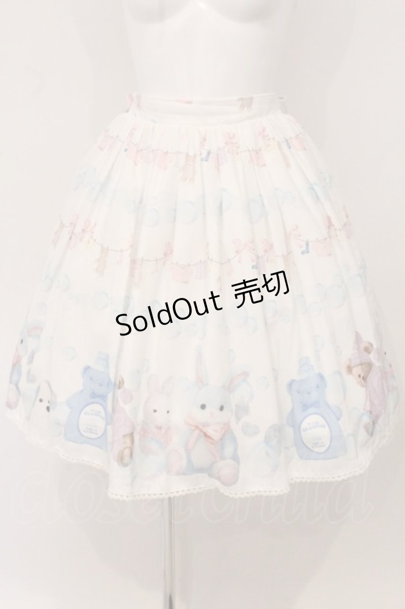 画像1: axes femme kawaii / ランドリー柄スカート  シロ O-26-05-04-114-AX-SK-IG-OS (1)