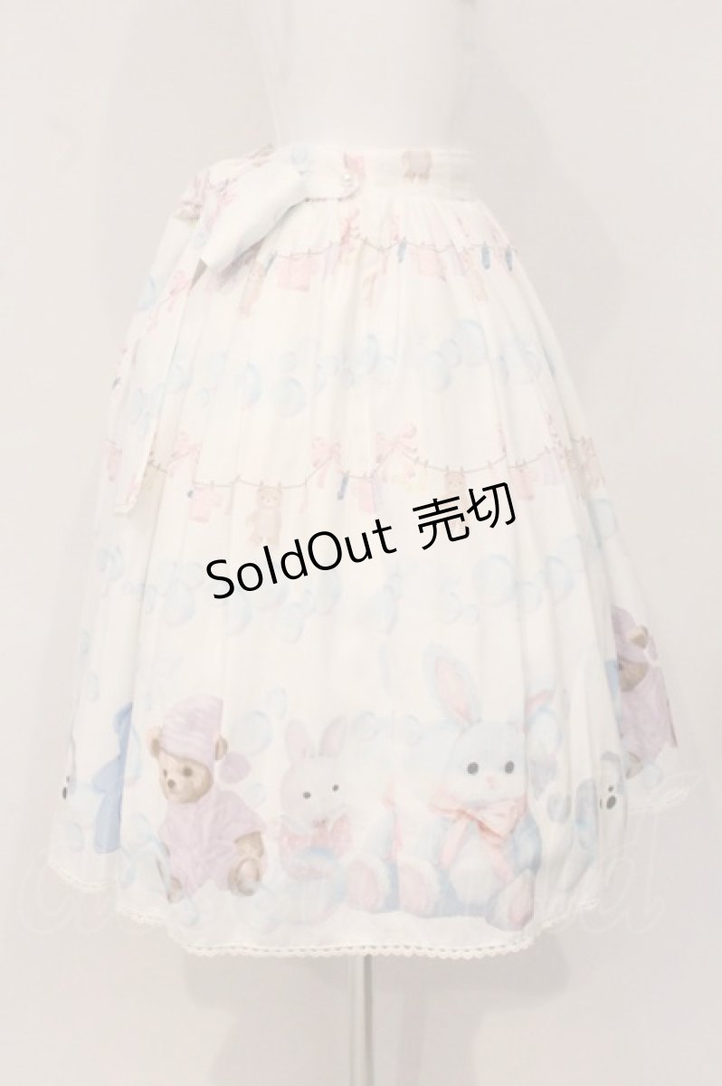 画像3: axes femme kawaii / ランドリー柄スカート  シロ O-26-05-04-114-AX-SK-IG-OS (3)