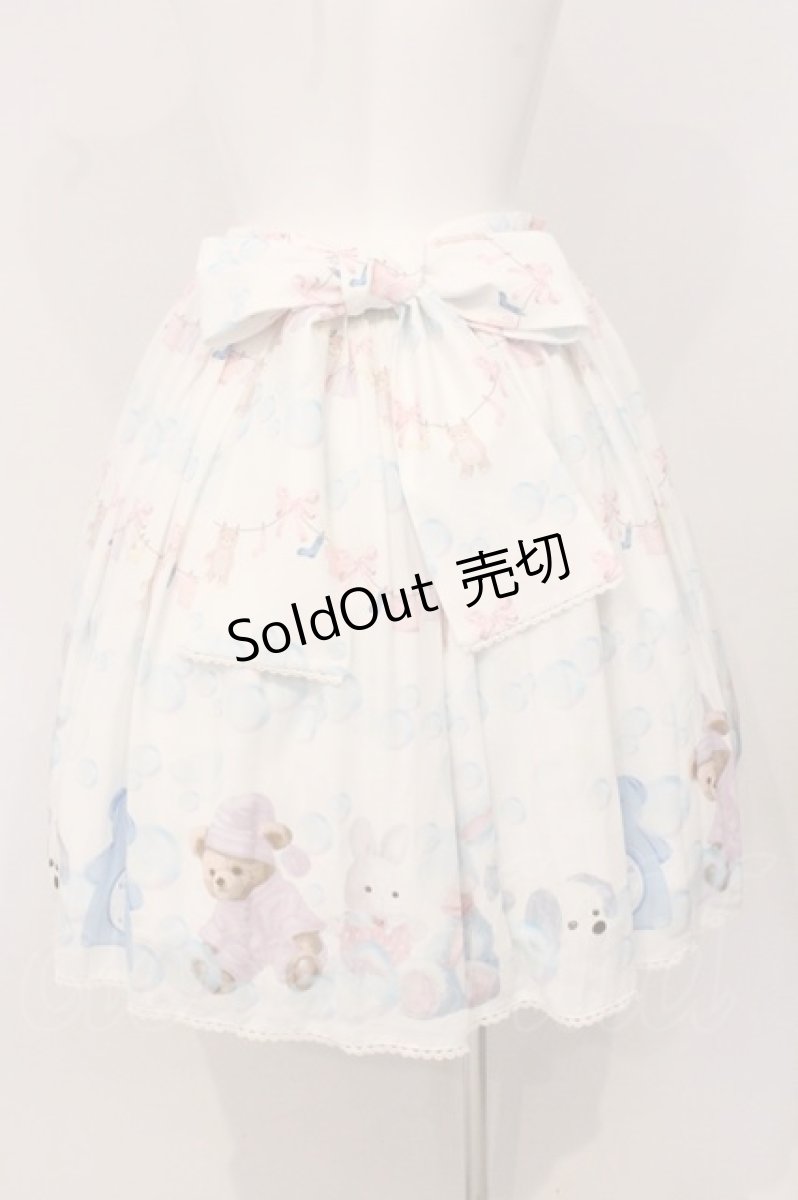 画像4: axes femme kawaii / ランドリー柄スカート  シロ O-26-05-04-114-AX-SK-IG-OS (4)