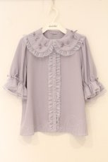 画像1: axes femme kawaii / プチリボン半袖ブラウス  ラベンダー O-26-05-04-122-AX-BL-IG-OS (1)