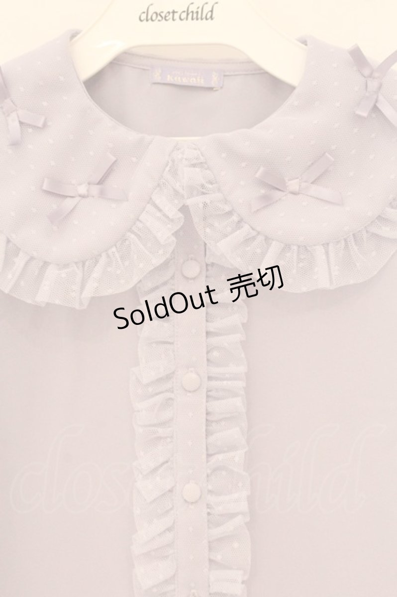 画像2: axes femme kawaii / プチリボン半袖ブラウス  ラベンダー O-26-05-04-122-AX-BL-IG-OS (2)