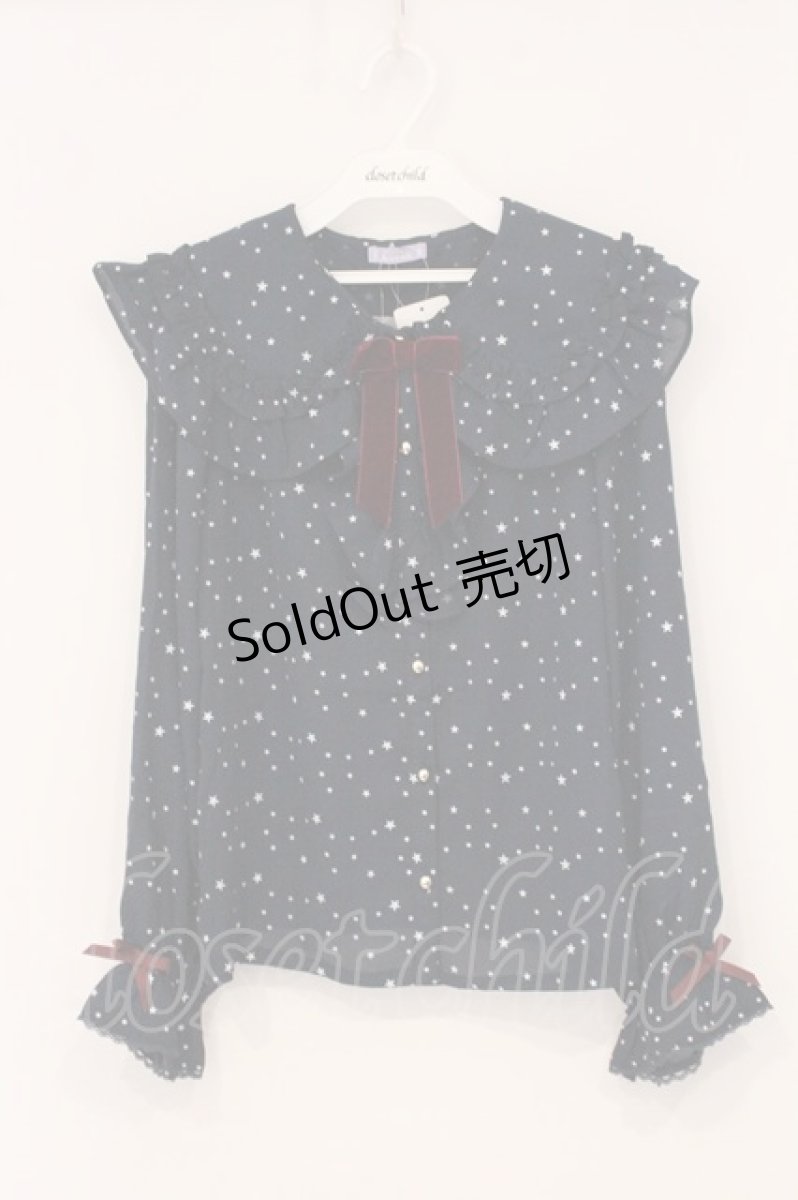 画像1: axes femme kawaii / 星柄ブラウス  ネイビー O-26-05-04-125-AX-BL-IG-OS (1)