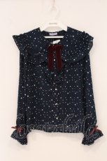 画像1: axes femme kawaii / 星柄ブラウス  ネイビー O-26-05-04-125-AX-BL-IG-OS (1)