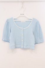 画像1: DearMyLoveRose / ハートボタンクロップドリブカーディガントップス L サックス O-26-05-04-022-LO-TO-IG-OS (1)