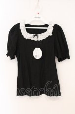 画像1: DearMyLoveRose / コットンレース襟リブトップス L クロ×シロ O-26-05-04-026-LO-TO-IG-OS (1)