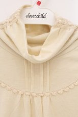 画像2: axes femme / 起毛レース配色ギャザーネックカットソー M アイボリー O-26-05-04-003-AX-TO-IG-OS (2)