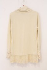 画像3: axes femme / 起毛レース配色ギャザーネックカットソー M アイボリー O-26-05-04-003-AX-TO-IG-OS (3)