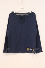 画像1: PINK HOUSE / チェックフリルカットソー  ネイビー×グリーン O-26-05-05-029-LO-TO-IG-OS (1)