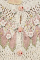 画像2: PINK HOUSE / お花モチーフ使い透かし編みカーディガン  アイボリー×ピンク O-26-05-05-047-LO-TO-OW-OS (2)