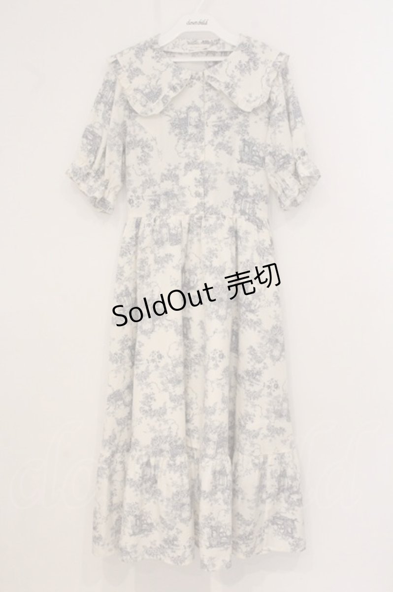 画像1: m petit by misako / トワルドジュイワンピース L アイボリー×サックス O-26-05-05-058-LO-OP-IG-OS (1)