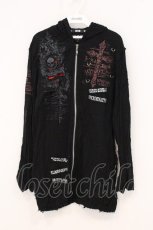 画像1: MAD / スラッシュダメージガーゼZIPパーカー L ブラック×レッド O-26-05-05-073-PU-TO-OW-OS (1)