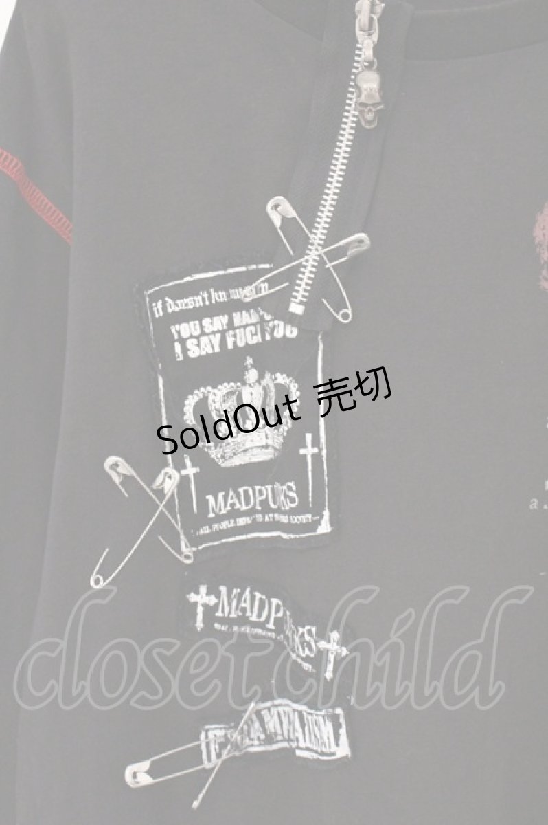画像3: MAD / パッチ配色スラッシュダメージカットソー L ブラック×レッド O-26-05-05-076-PU-TO-OW-OS (3)