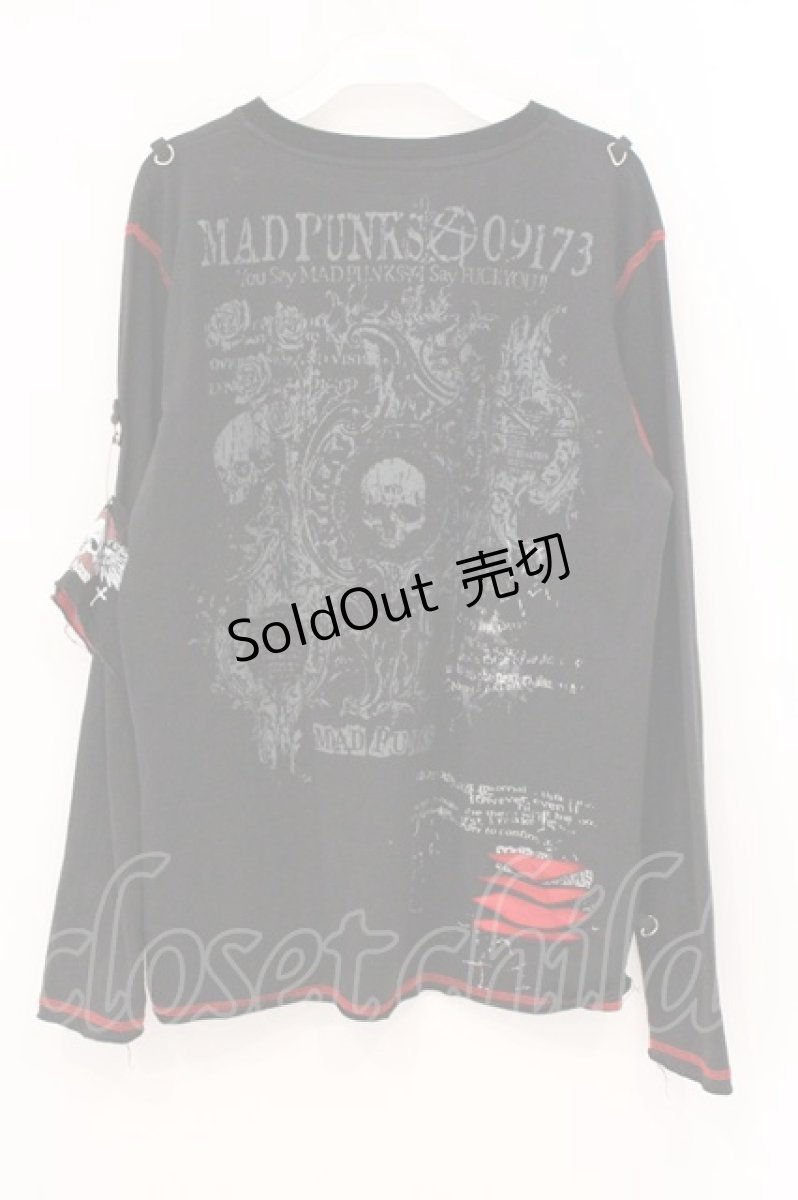 画像4: MAD / パッチ配色スラッシュダメージカットソー L ブラック×レッド O-26-05-05-076-PU-TO-OW-OS (4)