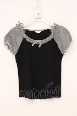画像1: PINK HOUSE / ギンガムパフTシャツ M クロ O-26-05-05-100-LO-TS-IG-OS (1)