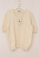 画像1: PINK HOUSE / リボン半袖ニット  オフシロ O-26-05-05-106-LO-TO-IG-OS (1)