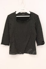 画像1: INGEBORG / リボン配色ドットカットソー S クロ O-26-05-05-111-LO-TO-IG-OS (1)