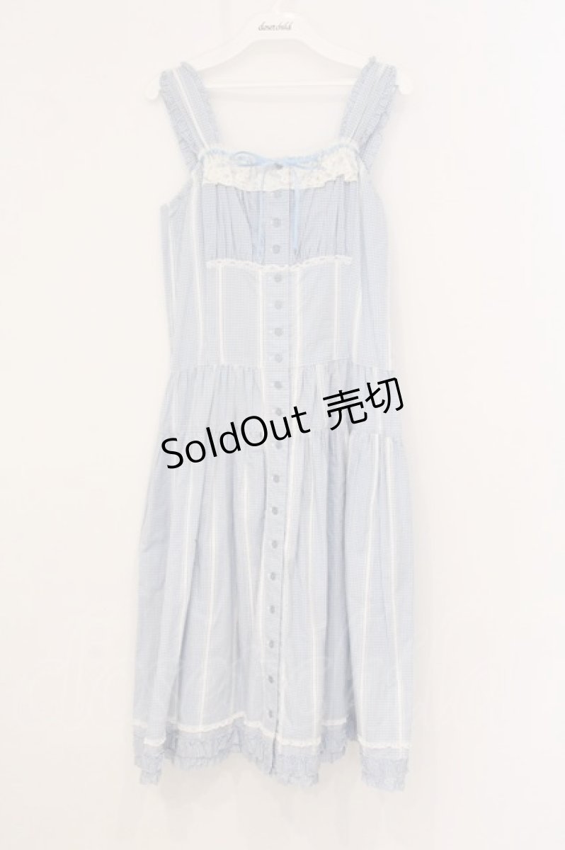 画像1: PINK HOUSE / レース配色ギンガムチェックワンピース  サックス×シロ O-26-05-05-022-LO-OP-IG-OS (1)
