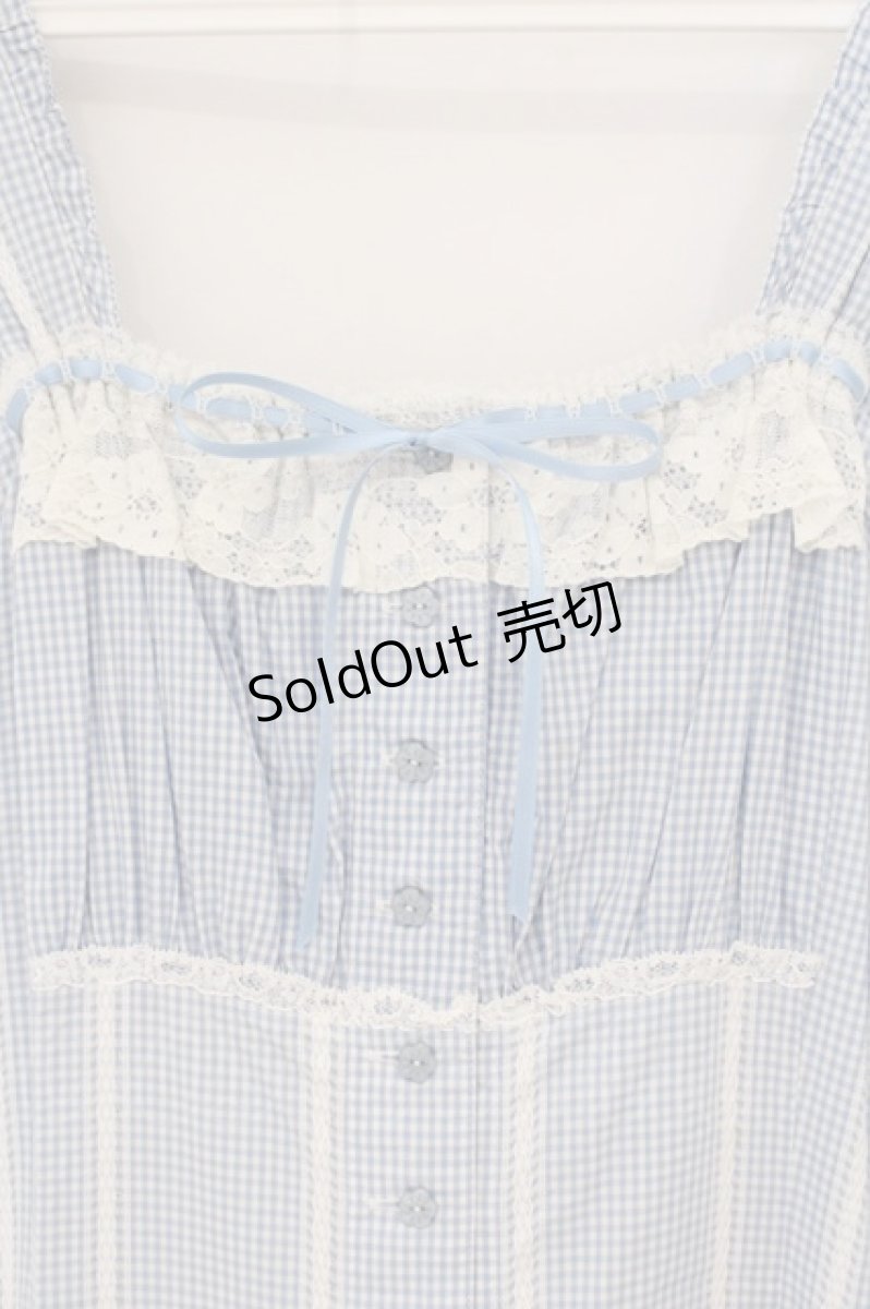 画像2: PINK HOUSE / レース配色ギンガムチェックワンピース  サックス×シロ O-26-05-05-022-LO-OP-IG-OS (2)