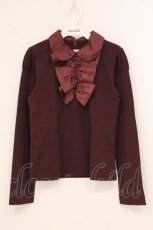 画像1: Jane Marple / サテンフリル襟カットソー M ワイン O-26-05-05-026-JM-TO-IG-OS (1)