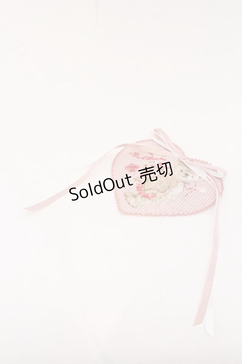 画像1: PINK HOUSE / テディローズ柄刺繍ハートワッペン  ピンク O-26-05-06-061-LO-AC-OW-OS (1)