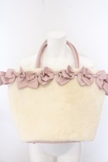 画像1: m petit by misako / AM*NIリボンFバッグ  アイボリー×ピンク O-26-05-06-085-LO-BG-OW-OS (1)