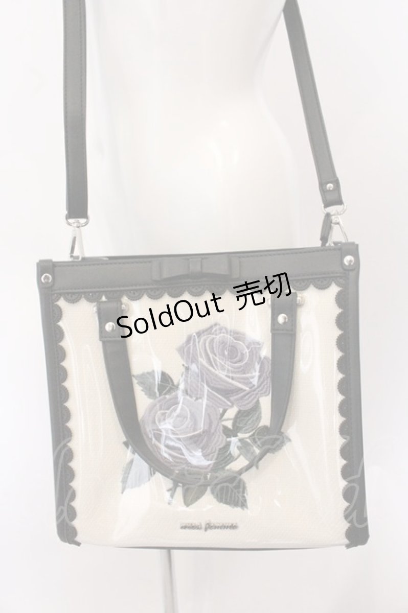 画像1: axes femme / ローズ刺繍スクエアバッグ  クロ O-26-05-06-099-AX-BG-OW-ZTK050 (1)