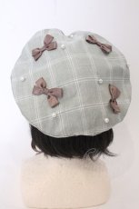 画像1: axes femme POETIQUE / リボン×パール装飾ベレー 60cm ミント O-26-05-06-012-AX-AC-OW-OS (1)