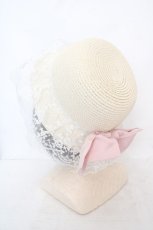 画像2: Alice Mashiro / レース付きリボンハット 58cm ナチュラル×ピンク O-26-05-07-1063-LO-AC-OW-OS (2)