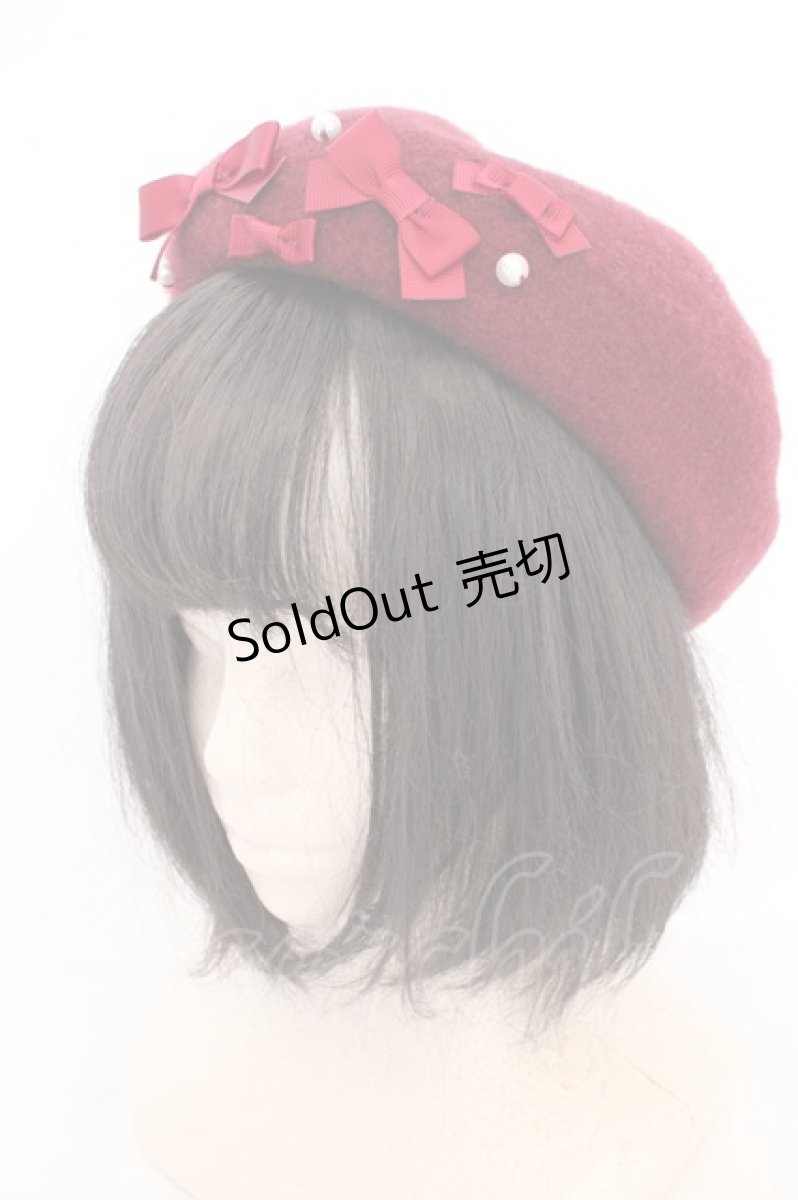 画像1: m petit by misako / AMミニリボンバスクベレー 57.5cm ワイン O-26-05-07-1072-LO-AC-OW-OSZTK053 (1)