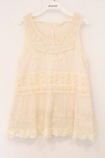 画像1: axes femme / レースフリルノースリーブトップス M アイボリー O-26-05-07-007-AX-TO-IG-OS (1)