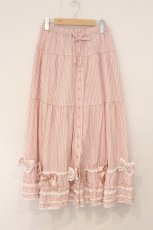 画像1: PINK HOUSE / リボンいっぱいストライプスカート  ピンク O-26-05-07-024-LO-SK-OW-OS (1)