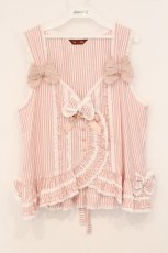 画像1: PINK HOUSE / ローンフリル使いストライプベストブラウス  ピンク O-26-05-07-025-LO-BL-OW-OS (1)