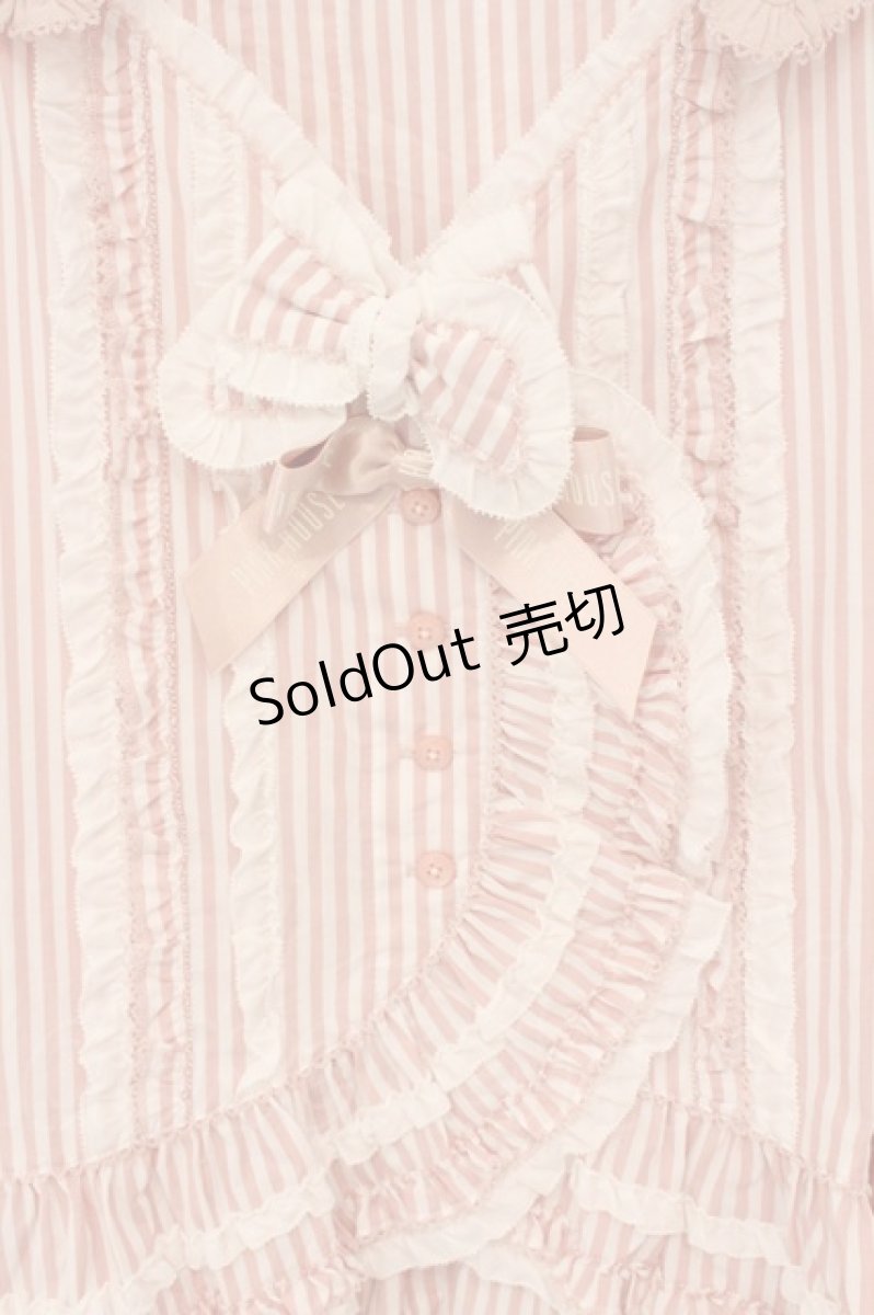 画像2: PINK HOUSE / ローンフリル使いストライプベストブラウス  ピンク O-26-05-07-025-LO-BL-OW-OS (2)