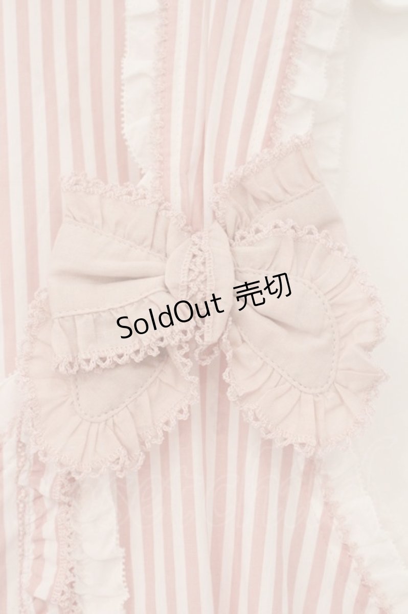 画像4: PINK HOUSE / ローンフリル使いストライプベストブラウス  ピンク O-26-05-07-025-LO-BL-OW-OS (4)