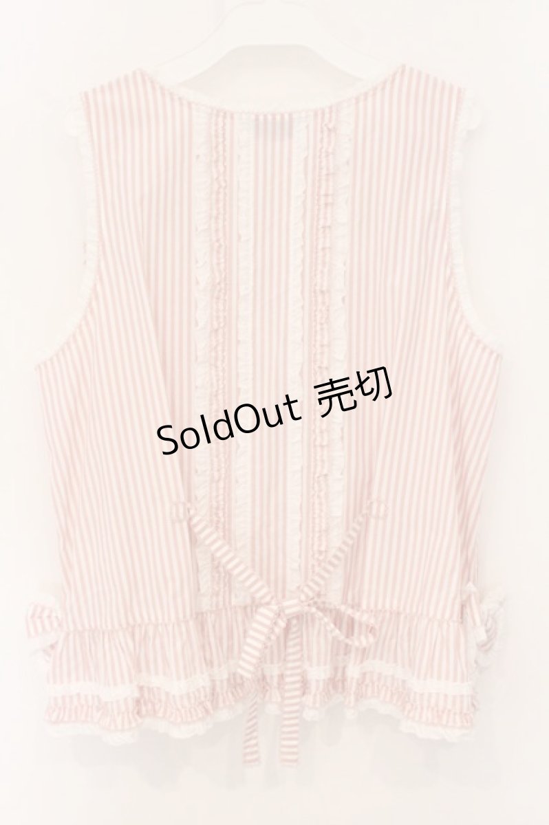 画像6: PINK HOUSE / ローンフリル使いストライプベストブラウス  ピンク O-26-05-07-025-LO-BL-OW-OS (6)