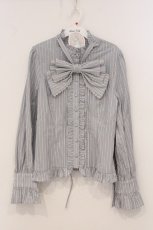 画像1: Alice Girl / Duke of Victoria - Classic Lolita Striped Blouse　ブラウス XL ブルーグレー O-26-05-09-055-LO-BL-OW-OS (1)
