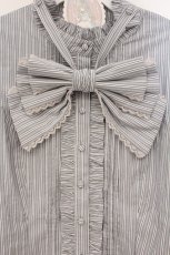 画像2: Alice Girl / Duke of Victoria - Classic Lolita Striped Blouse　ブラウス XL ブルーグレー O-26-05-09-055-LO-BL-OW-OS (2)