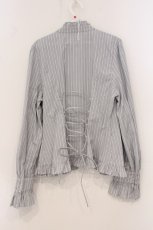 画像3: Alice Girl / Duke of Victoria - Classic Lolita Striped Blouse　ブラウス XL ブルーグレー O-26-05-09-055-LO-BL-OW-OS (3)