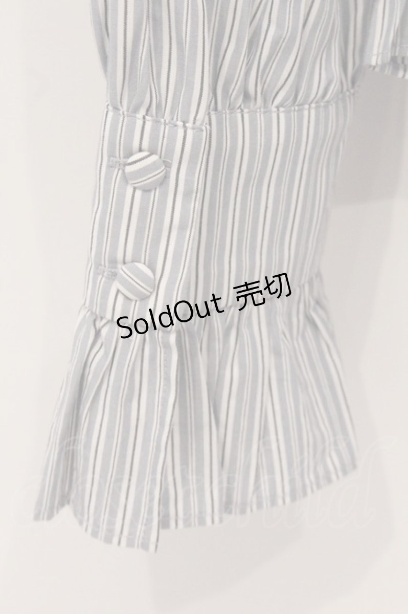 画像4: Alice Girl / Duke of Victoria - Classic Lolita Striped Blouse　ブラウス XL ブルーグレー O-26-05-09-055-LO-BL-OW-OS (4)