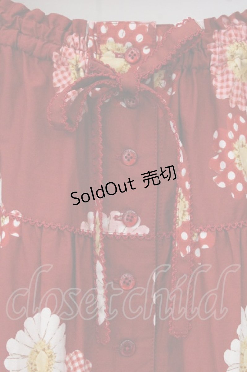 画像2: PINK HOUSE / ひな菊コサージュプリントスカート  アカ O-26-05-09-058-LO-SK-OW-OS (2)
