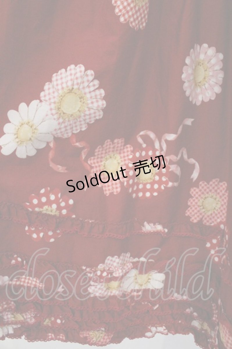 画像4: PINK HOUSE / ひな菊コサージュプリントスカート  アカ O-26-05-09-058-LO-SK-OW-OS (4)